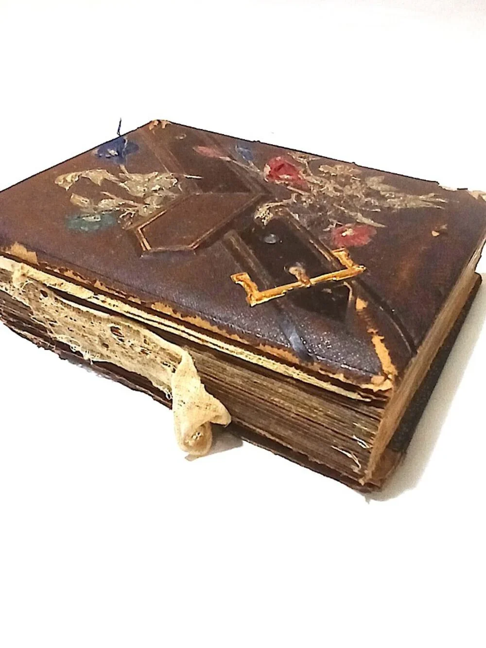 Antique Victorian Photo Album Late 1800s Cabinet Card CDV Empty Floral As-Is